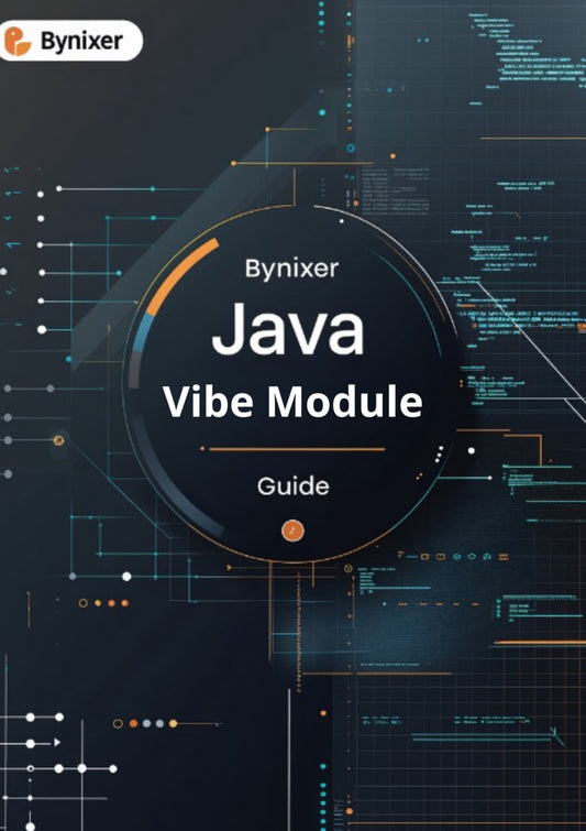 Cover of Bynixer Java Vibe Module Guide with technical design elements.